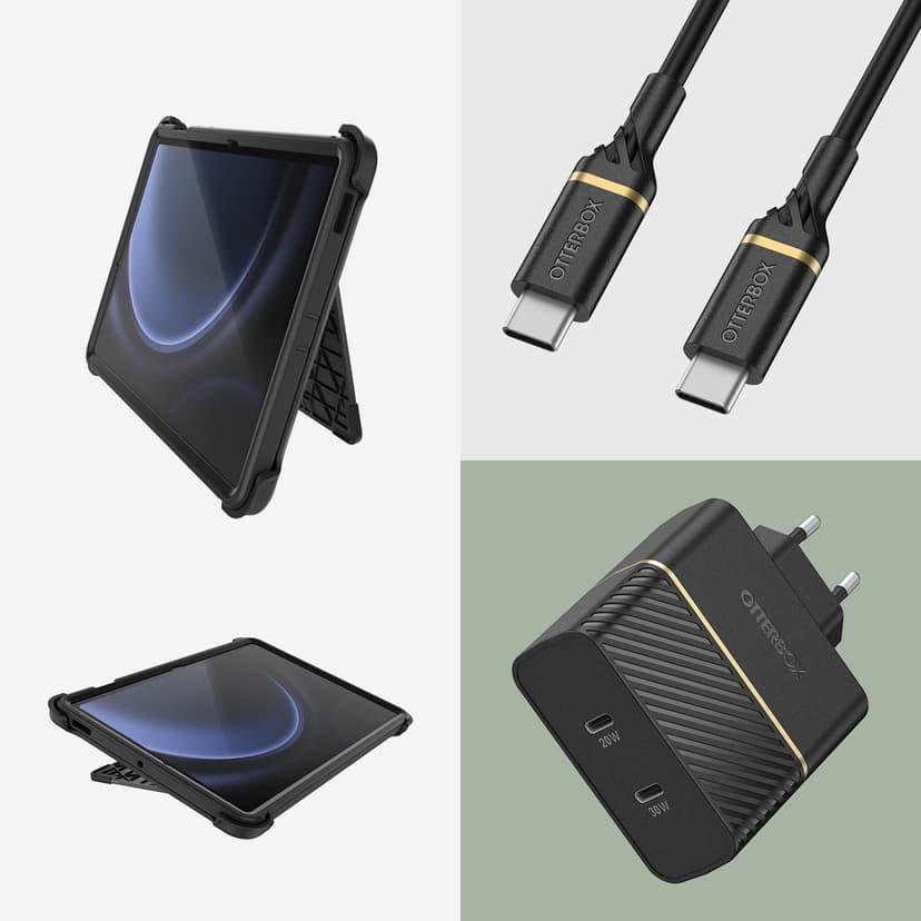 Otterbox Defender Samsung Galaxy Tab S10 FE, Samsung Galaxy Tab S9 FE Zwart