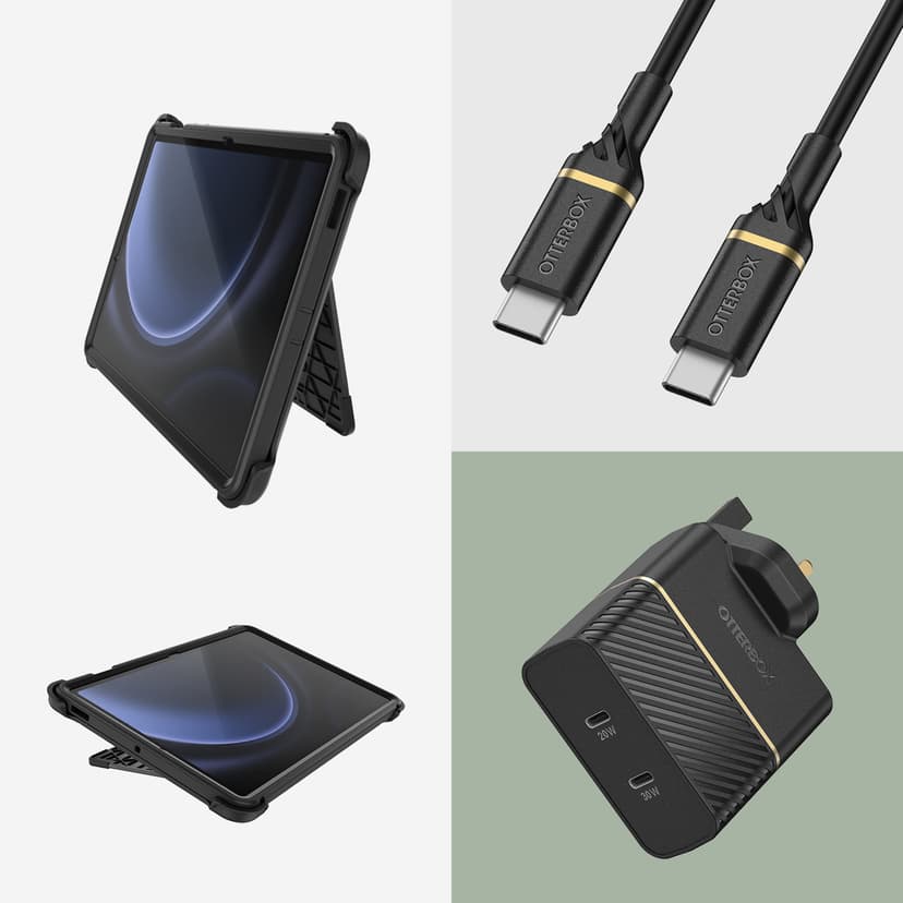 Otterbox Defender Samsung Galaxy Tab S10 FE, Samsung Galaxy Tab S9 FE Zwart