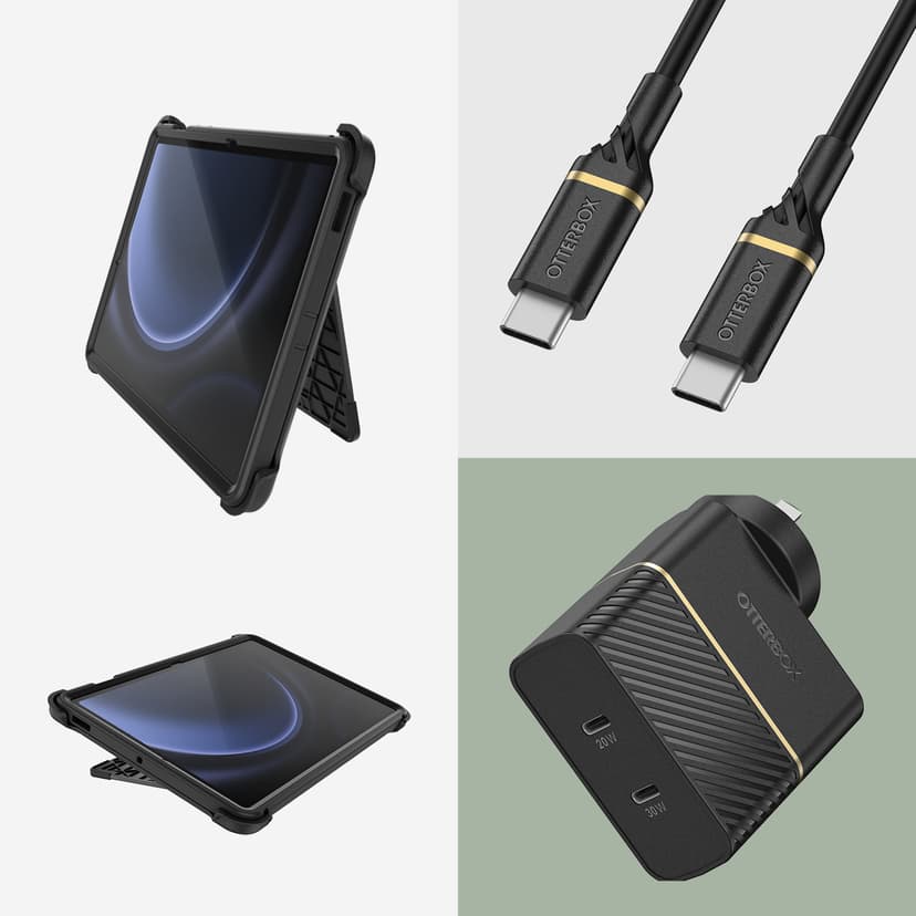Otterbox Defender Samsung Galaxy Tab S10 FE, Samsung Galaxy Tab S9 FE Zwart