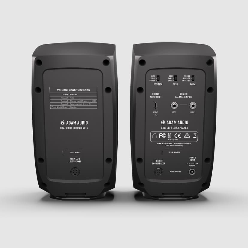 ADAM AUDIO D3V Desktop Monitors Musta
