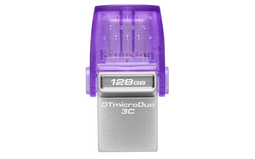 Kingston Technology DataTraveler 128 GB microDuo 3C 200 MB/s, dobbelt USB-A + USB-C 128GB USB-A / USB-C Rustfrit stål, Lilla