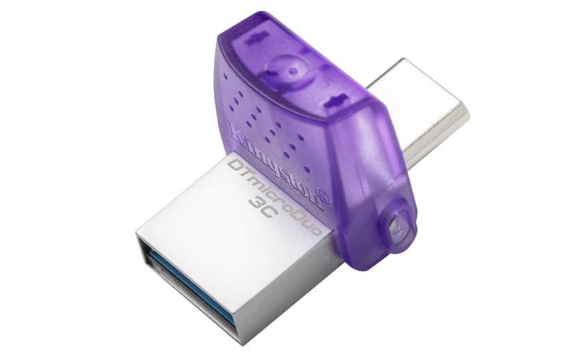 Kingston Technology DataTraveler microDuo 3C USB-minnepenn 128 GB USB Type-A / USB Type-C 3.2 Gen 1 (3.1 Gen 1) Rustfritt stål, Lilla 128GB USB Type-A / USB Type-C Rustfritt stål, Lilla