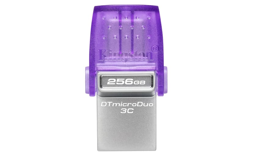 Kingston DataTraveler MicroDuo 256GB USB-A / USB-C Rustfrit stål, Lilla
