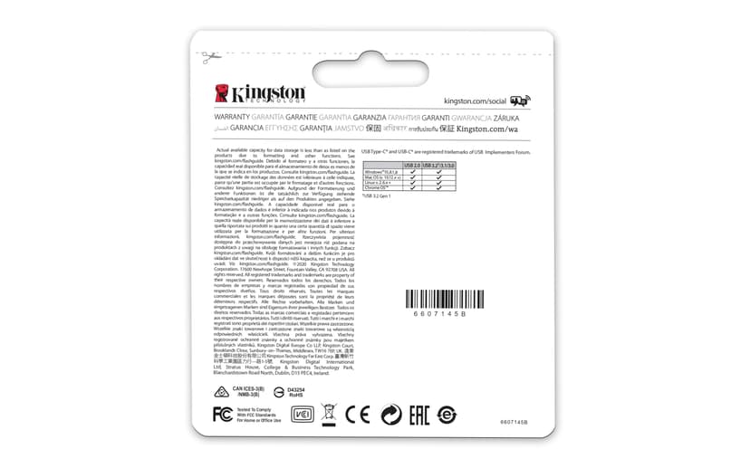 Kingston DataTraveler MicroDuo 64GB USB-A / USB-C Lilla, Rustfrit stål