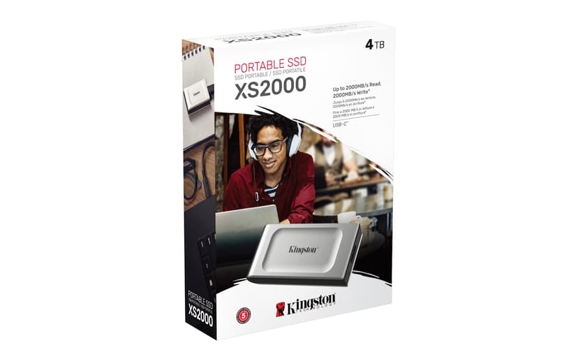 Kingston XS2000 Portable SSD 4TB USB Type-C Sort, Sølv