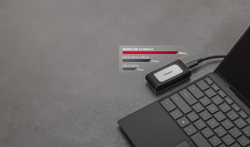 Kingston XS2000 Portable SSD 4TB USB Type-C Sort, Sølv