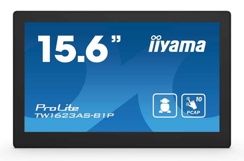 iiyama ProLite TW1623AS-B1P 15.6" FHD IPS Touch Android 13 Zwart 15.6" IPS 450cd/m² 1920 x 1080pixels