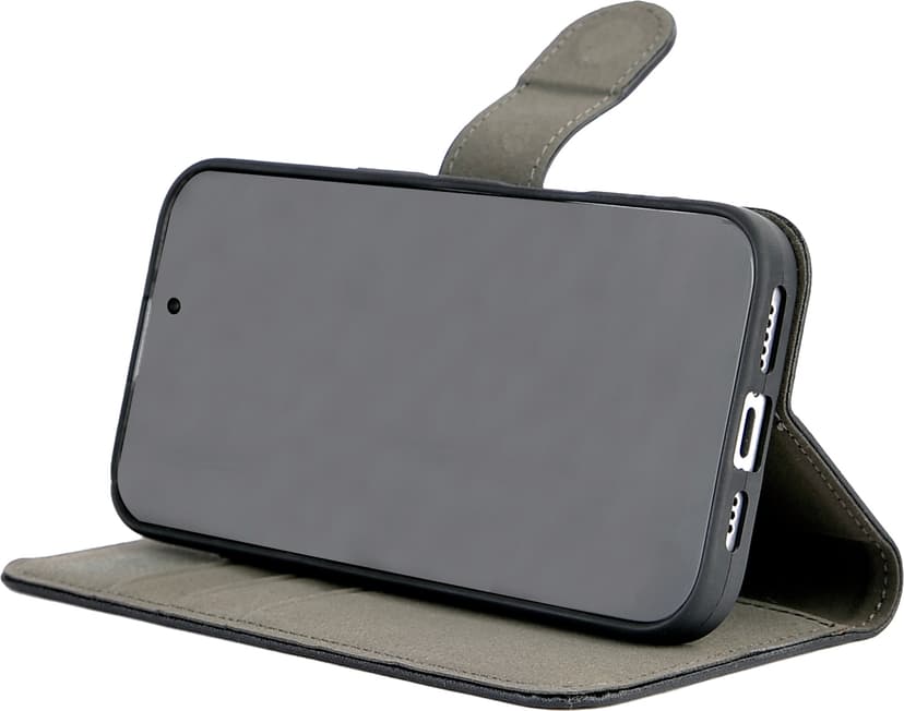 Cirafon Iphone 16 Recycled PU Leather wallet iPhone 16 Zwart