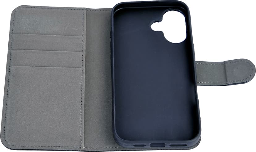 Cirafon Iphone 16 Recycled PU Leather wallet iPhone 16 Zwart