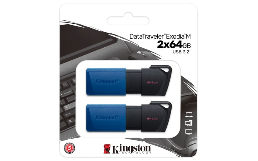 Kingston DataTraveler Exodia M 2-P 64GB USB-A Musta, Sininen