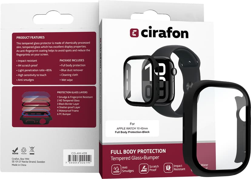 Cirafon Heltäckande 3D-skärmskydd för Apple Watch 10/11 (42mm)