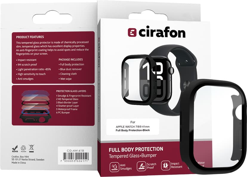 Cirafon Full Body Screen Protector for Apple Watch 7/8/9 41mm