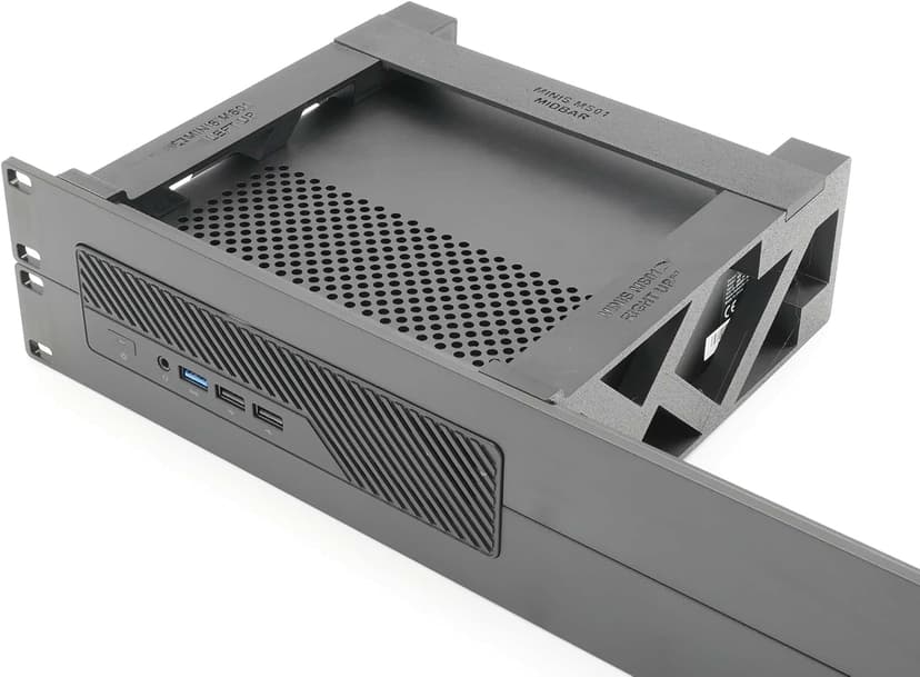 Direktronik 19" Panel Svart med Fäste för Minisforum MS01-MSA1 2U