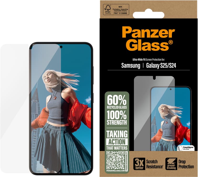 Panzerglass Ultra-Wide Fit skärmskydd Samsung Galaxy S24, Samsung Galaxy S25