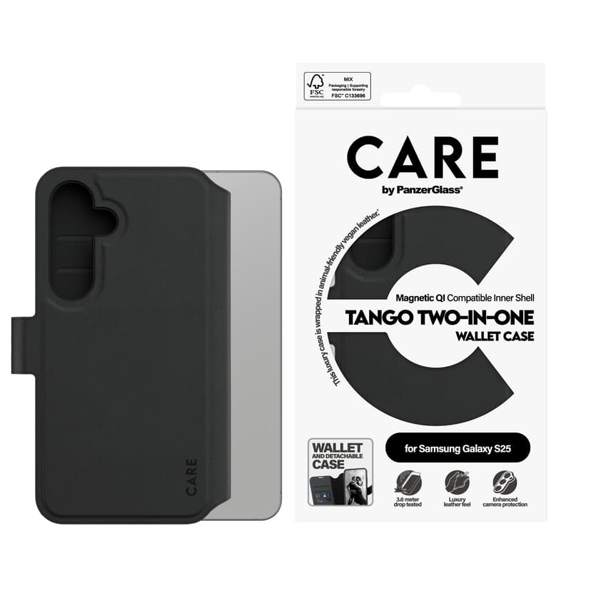 Panzerglass CARE Tango Two-in-One Wallet Samsung Galaxy S25 Svart