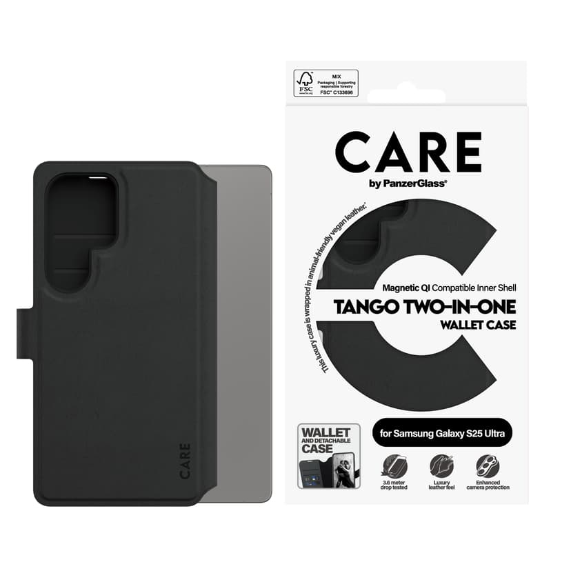 Panzerglass CARE Tango Two-in-One Wallet Samsung Galaxy S25 Ultra Musta