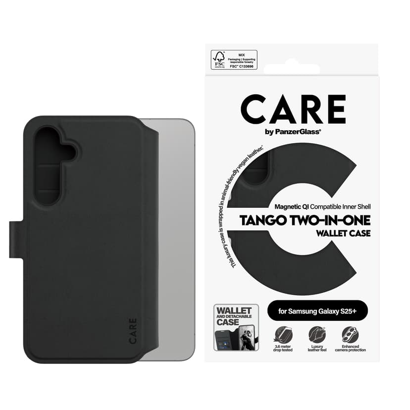 Panzerglass CARE Tango Two-in-One Wallet Samsung Galaxy S25+ Musta