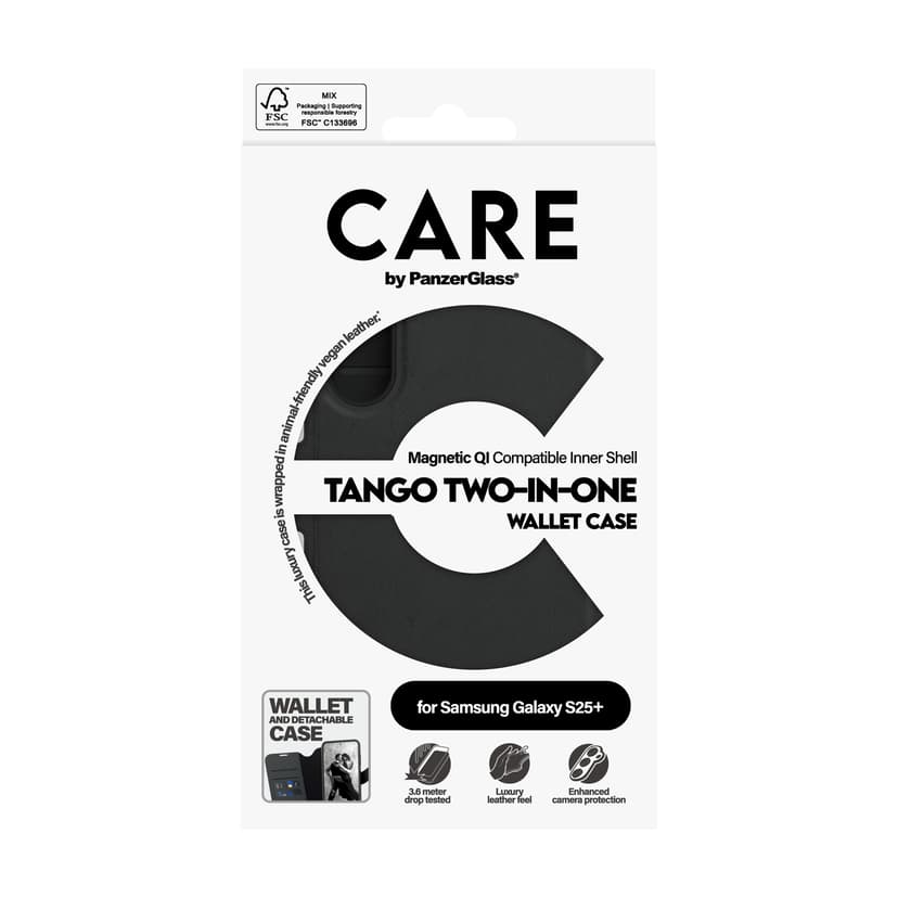 Panzerglass CARE Tango Two-in-One Wallet Samsung Galaxy S25+ Musta