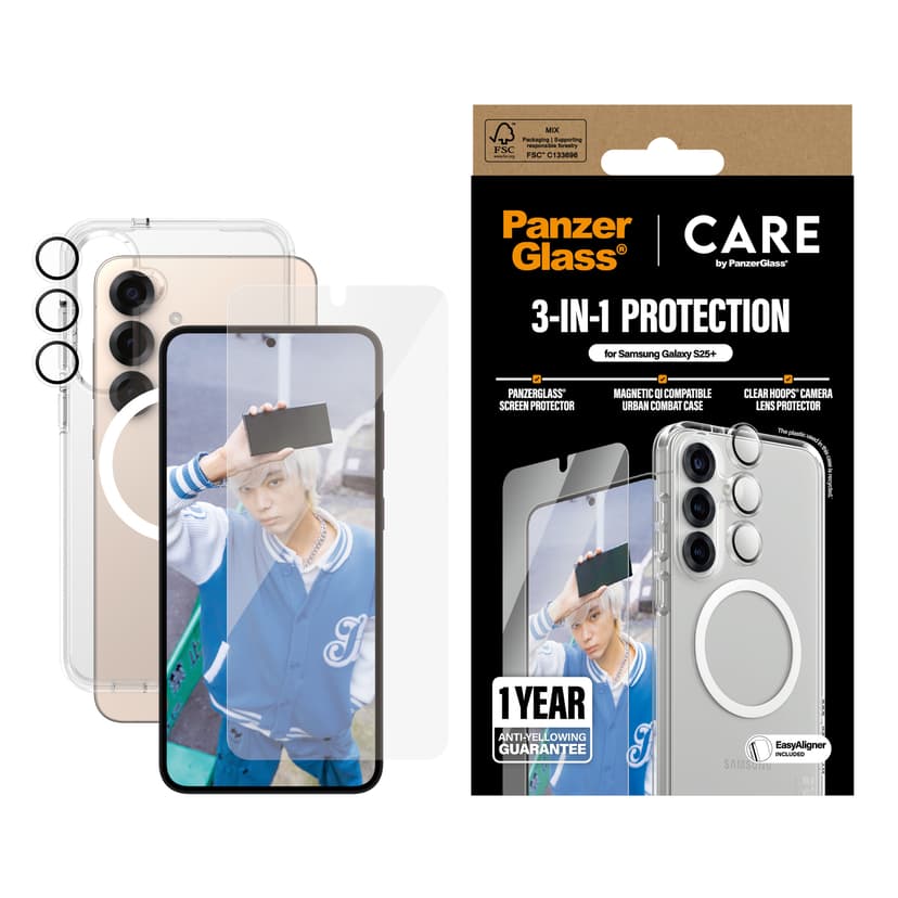 Panzerglass CARE 3-in-1 Bundle Samsung Galaxy S25+ Läpinäkyvä
