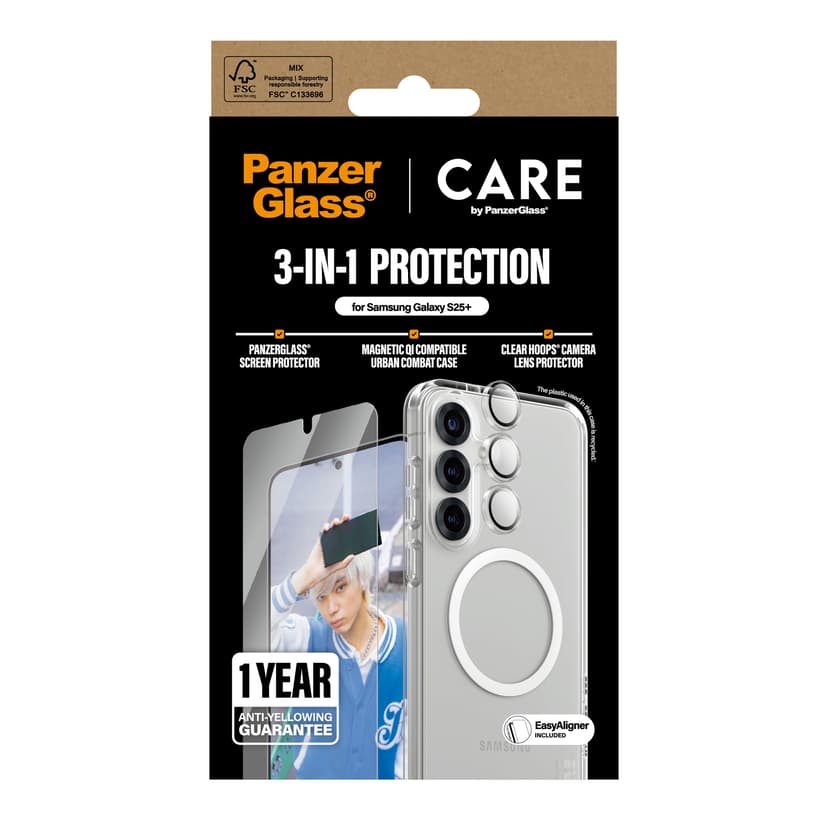 Panzerglass CARE 3-in-1 Bundle Samsung Galaxy S25+ Läpinäkyvä