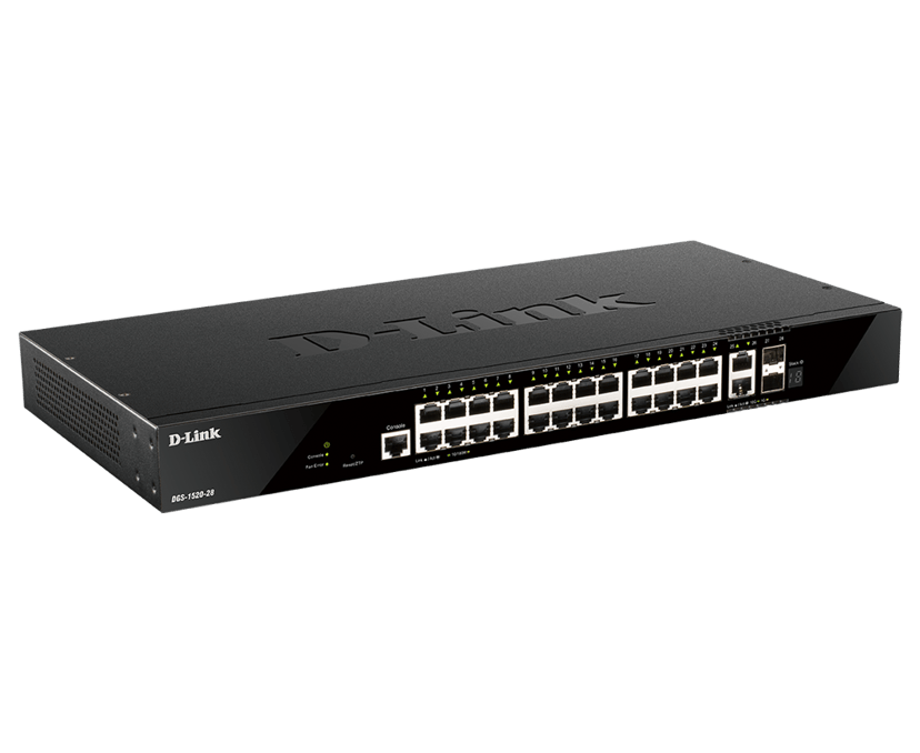 D-Link DGS-1520-28 nätverksswitchar hanterad L3 10G Ethernet (100/1000/10000) 1U Svart