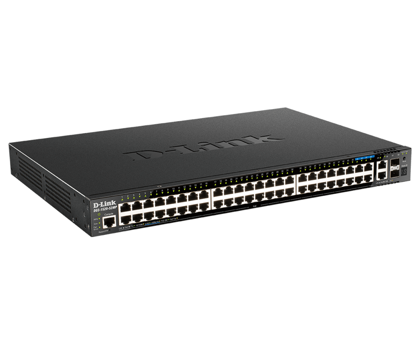 D-Link DGS-1520-52MP verkkokytkin Hallittu L3 Gigabit Ethernet (10/100/1000) Power over Ethernet -tuki 1U musta