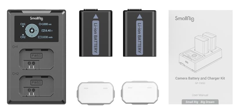 Smallrig NP-FW50 kamera-batteri og oplader-sæt