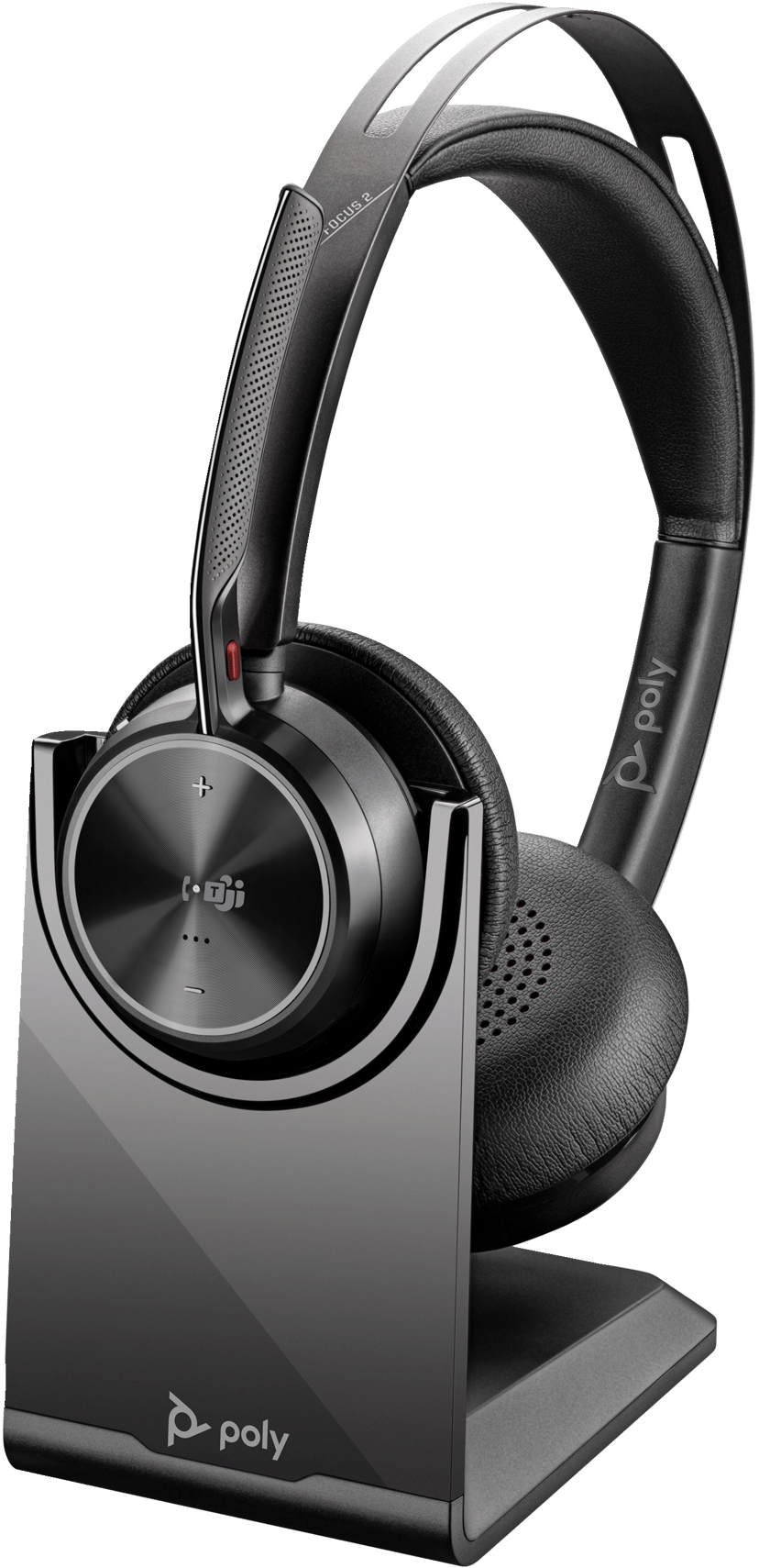 HP Poly Voyager Focus 2 med laddningsställ USB Type-C Svart UC, Microsoft Teams