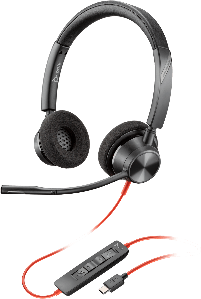 HP Poly Blackwire 3320 Stereo USB-C Headset + USB-C/A-adapter USB Type-C Svart