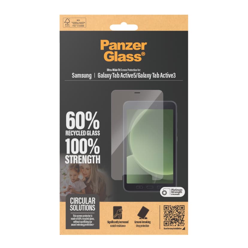 Panzerglass Ultra-Wide Fit skärmskydd Samsung Galaxy Tab Active 3, Samsung Galaxy Tab Active 5