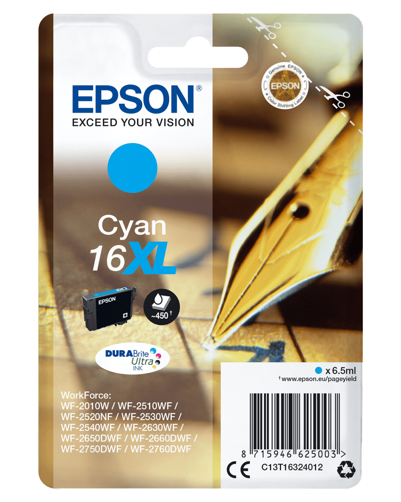 Epson Bläck Cyan XL T1632 DURABrite - WF2630