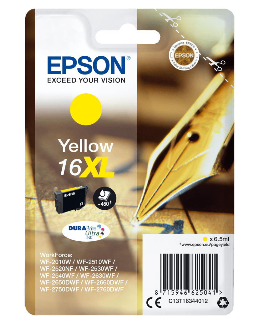 Epson Bläck Gul XL T1634 - WF-2530WF/WF-2660DWF