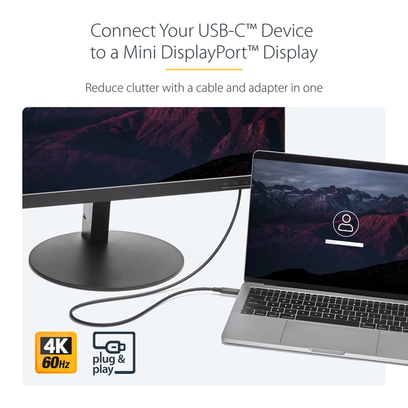 Startech 1m / 3 ft USB-C to Mini DisplayPort Cable 1m USB-C Mini DisplayPort Zwart