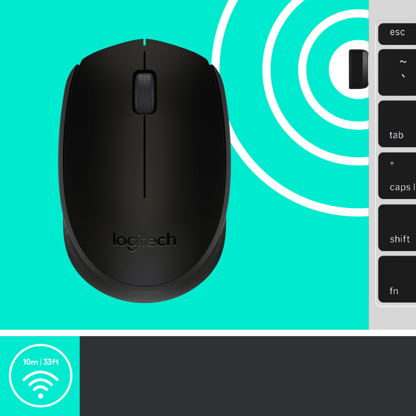 Logitech M171 Wireless Langaton RF Hiiri Musta, Harmaa