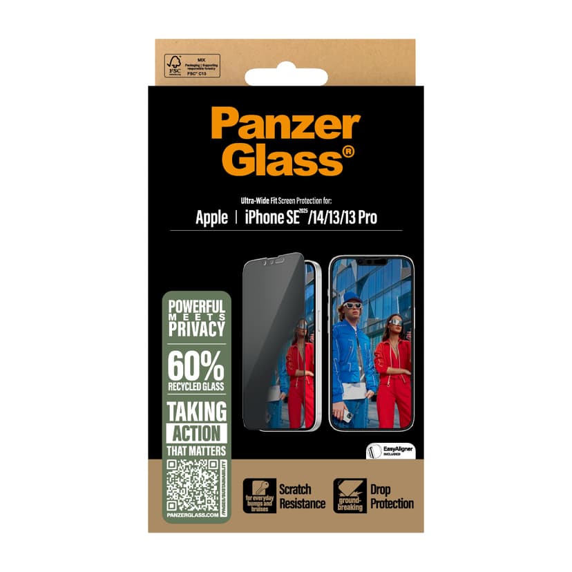 Panzerglass Ultra-Wide Fit Privacy iPhone 13, iPhone 13 Pro, iPhone 14, iPhone 16e