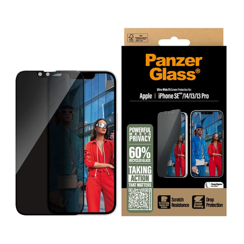 Panzerglass Ultra-Wide Fit Privacy iPhone 13, iPhone 13 Pro, iPhone 14, iPhone 16e