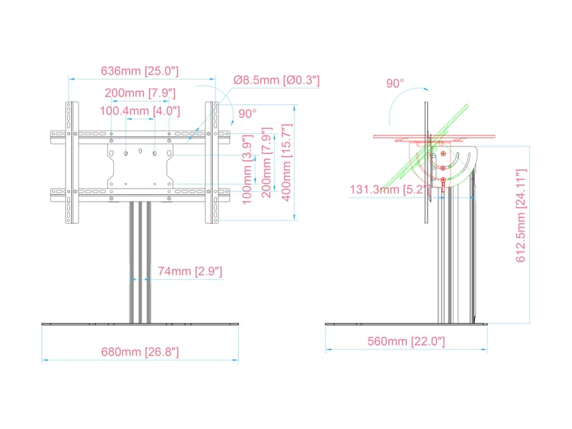 Multibrackets M Floorstand Column Pro MBFSC1U 60 Tilt Up