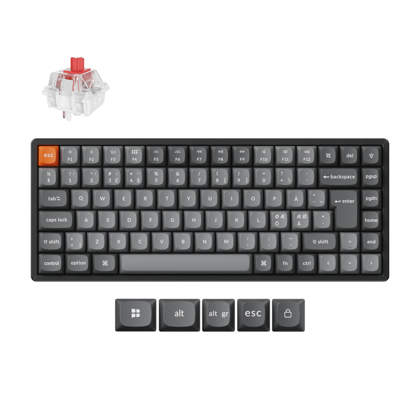 Keychron K2 Max 75% WL Tri-Mode HS Kablet og trådløs Keychron Super Red Nordisk