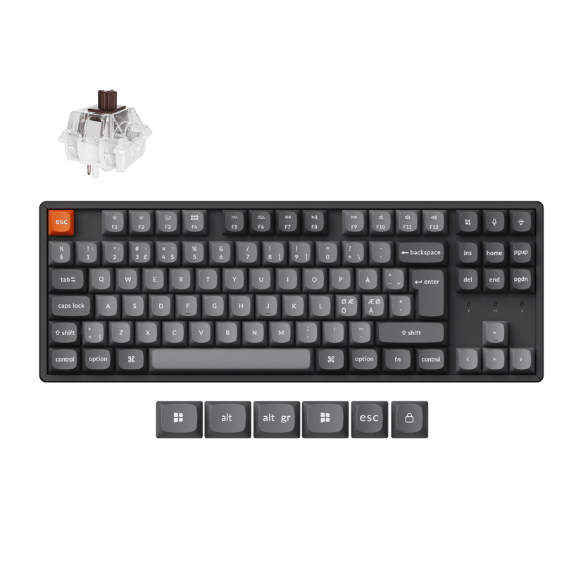 Keychron K8 Max 80% WL Tri-Mode HS Kablet og trådløs Keychron Super Brown Nordisk