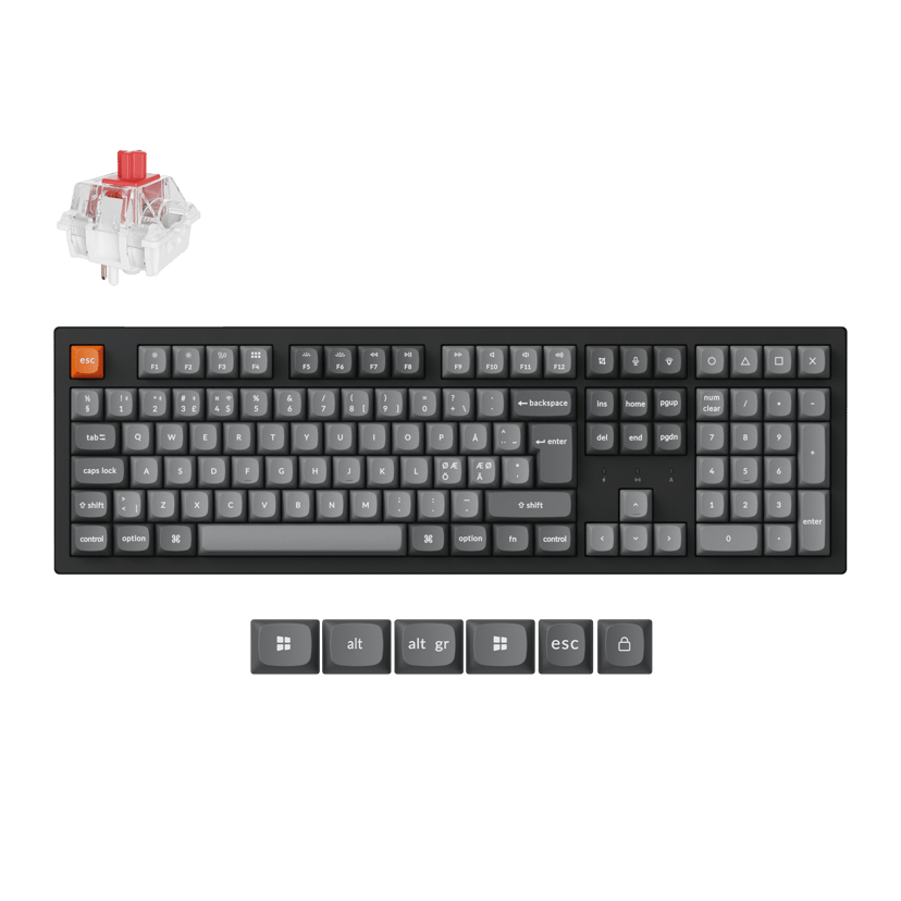 Keychron K10 Max 100% WL Tri-Mode HS Kablet og trådløs Keychron Super Red Nordisk