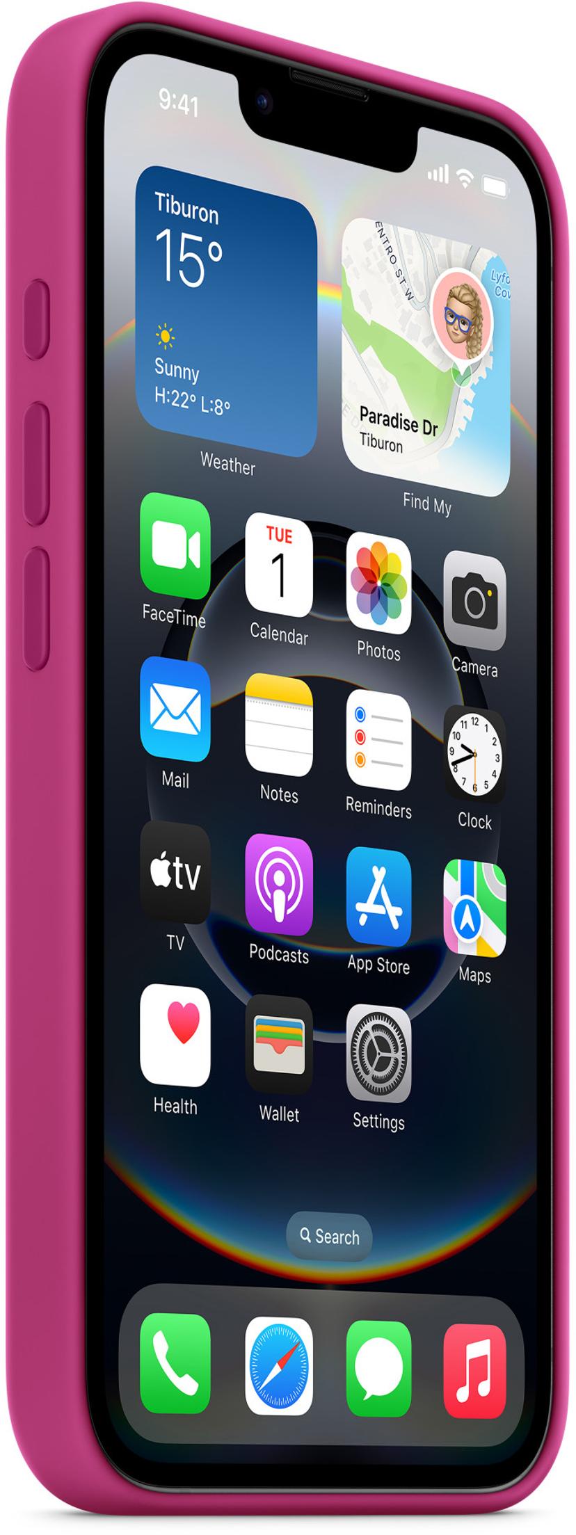 Apple Silicone Case iPhone 16e Fuksianpunainen