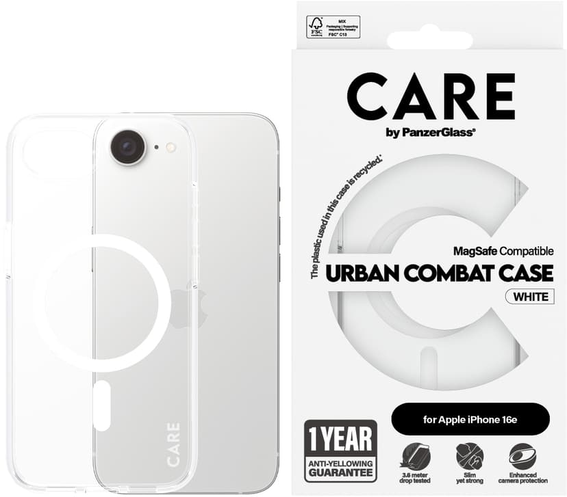Panzerglass CARE Urban Combat Case MagSafe iPhone 16e, iPhone 17e Transparant