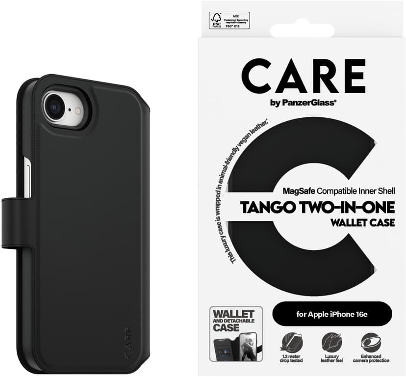 Panzerglass CARE Tango Two-in-One Wallet iPhone 16e, iPhone 17e Läpinäkyvä