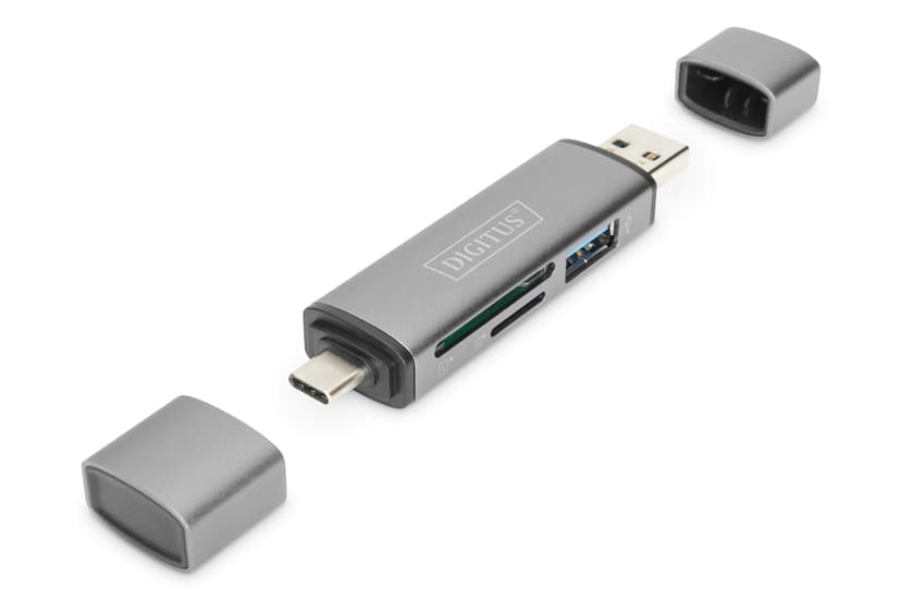 Digitus DA-70886 kortinlukija USB 3.2 Gen 1 (3.1 Gen 1) Type-A/Type-C Alumiini