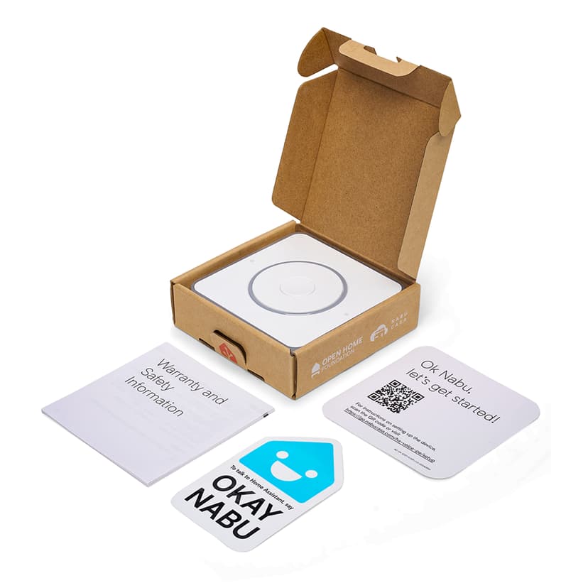 NABU CASA Home Assistant Voice Preview Edition Valkoinen ja puoliksi läpinäkyvä