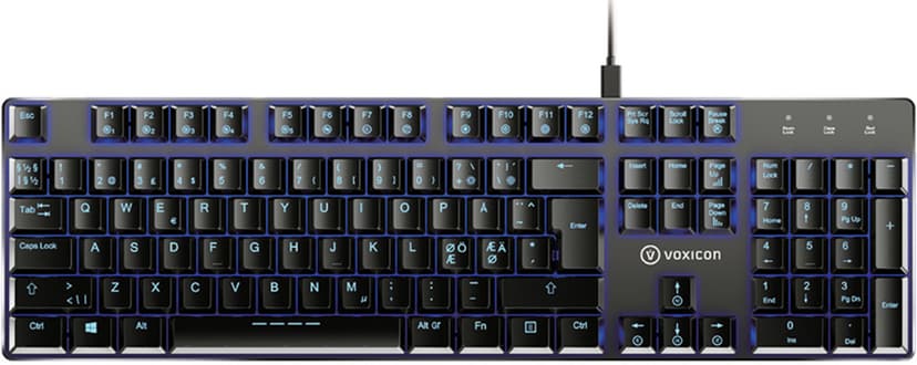 Voxicon GR8-9 Mechanical Gaming Keyboard Ledningsført Kailh Red Nordisk