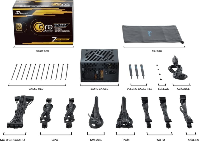 Seasonic Core GX V2 ATX 3.1 650W ATX 80+ Gold Nätaggregat