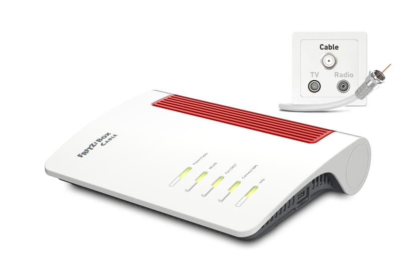 AVM Box FRITZ! 6670 Cable Edition International trådløs ruter 2.5 Gigabit Ethernet Dobbelbånd (2.4 GHz / 5 GHz) Rød, Hvit