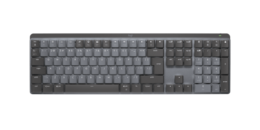 Logitech 920-010758 tastatur Kontor RF trådløs + Bluetooth QWERTY US International Grafitt, Grå Trådløs Logitech Linear US International