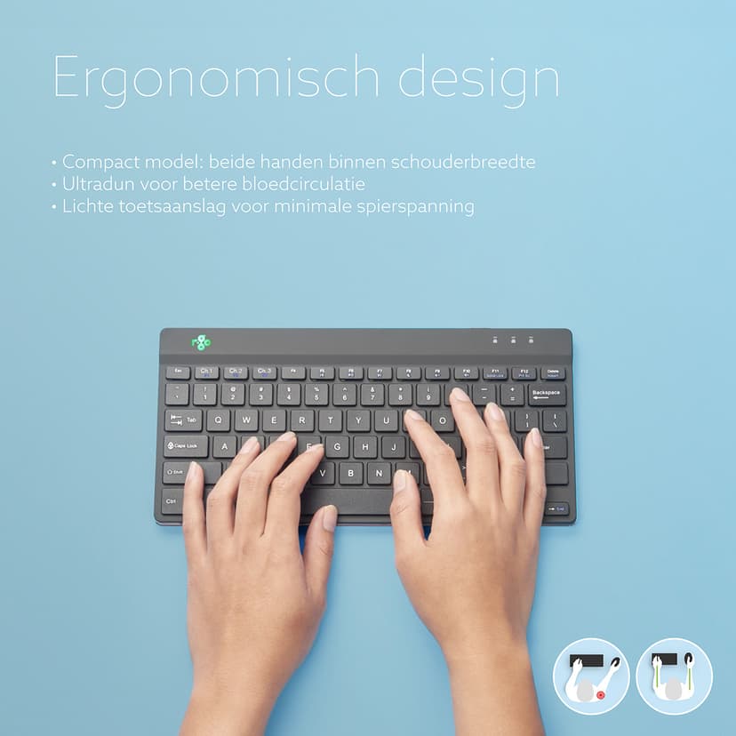R-Go Tools Compact Break Ergonomic Trådløs Hollandsk Tastatur